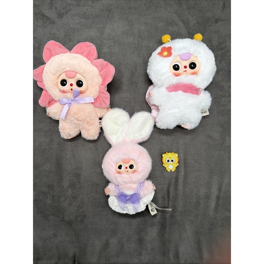 Baby Three Plush Doll Keychain & Enamel Pin Lot